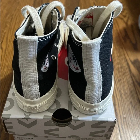 Converse Black High-Tops with Red Heart Accent - Picture 4 of 6